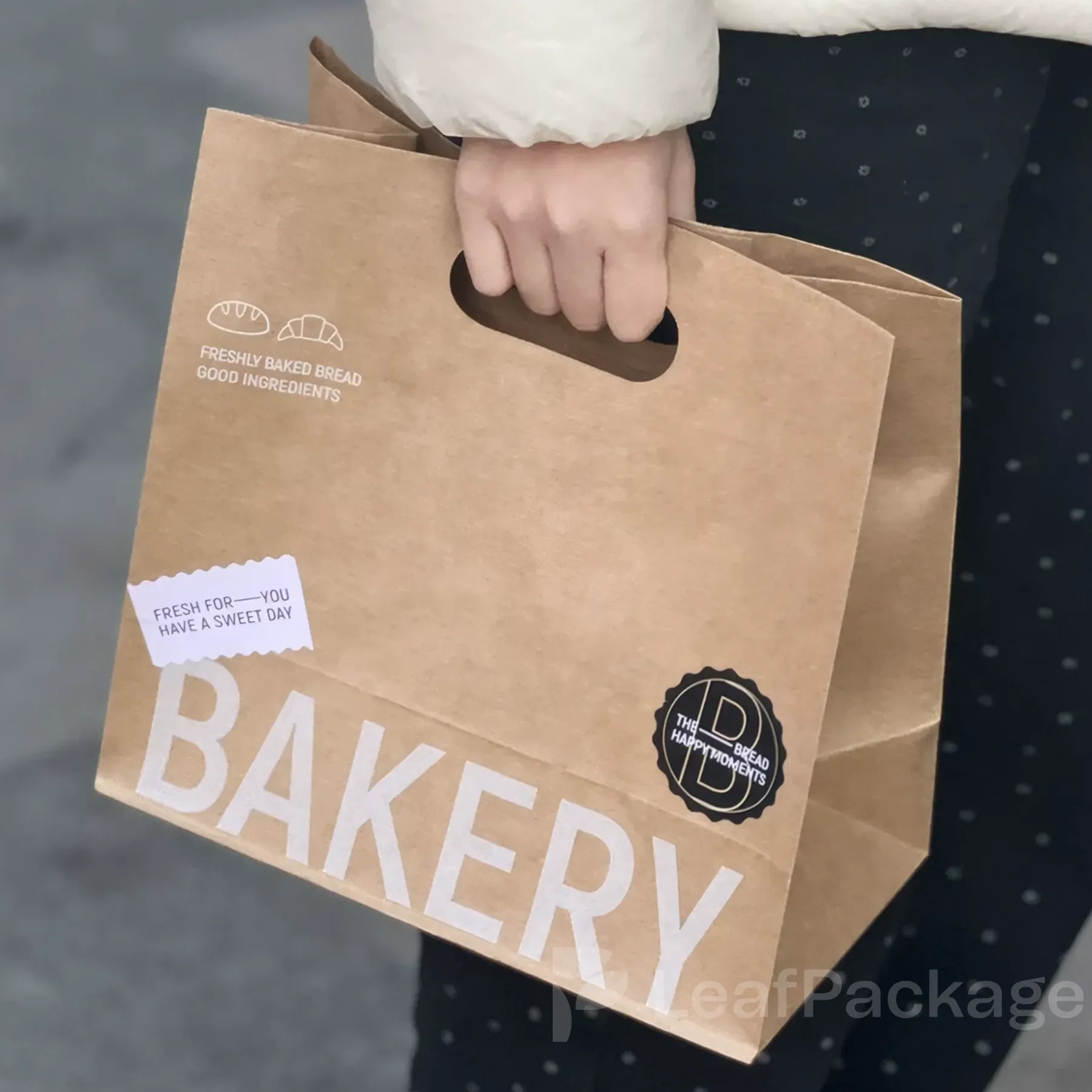 Kraft Die Cut Handle Food Bag