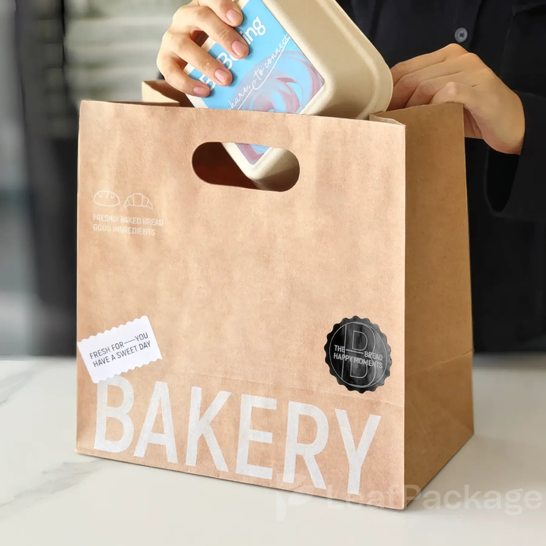 Kraft Die Cut Handle Food Bag