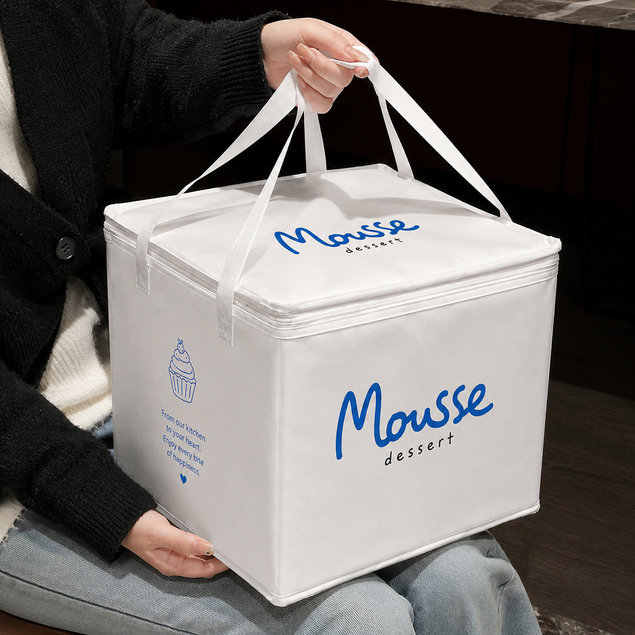 Square Insulated Cake Takeout Tote Bag
