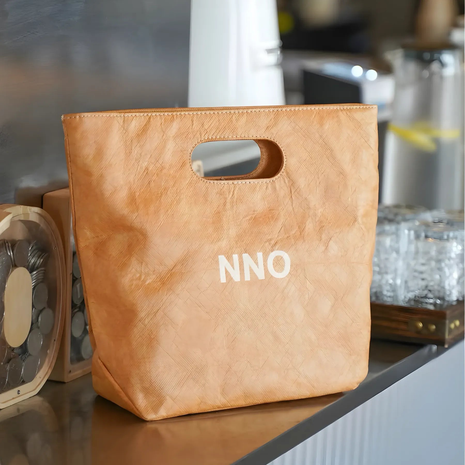 Washable and Durable Kraft Paper Die-cut Handle Tote Bag