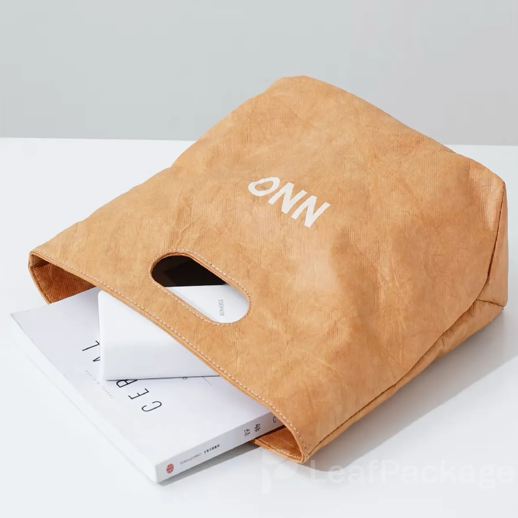 Washable and Durable Kraft Paper Die-cut Handle Tote Bag