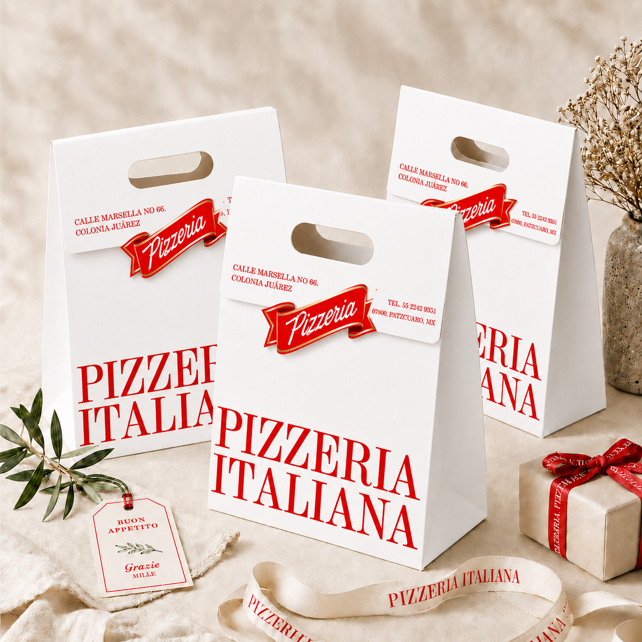 Handleless Paper Gift Bags with Die-Cut Handle