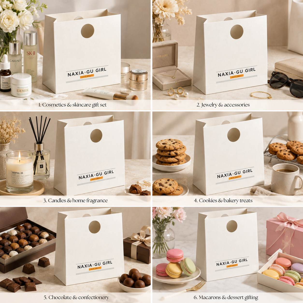 Handleless Paper Gift Bags with Die-Cut Handle
