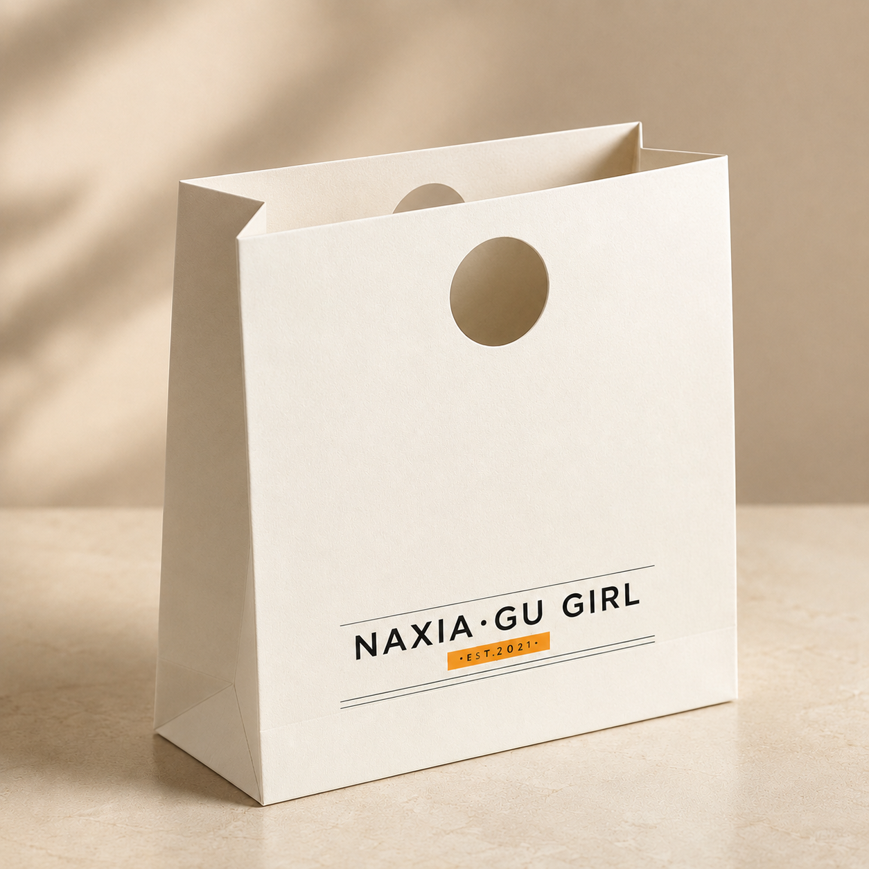 Handleless Paper Gift Bags with Die-Cut Handle