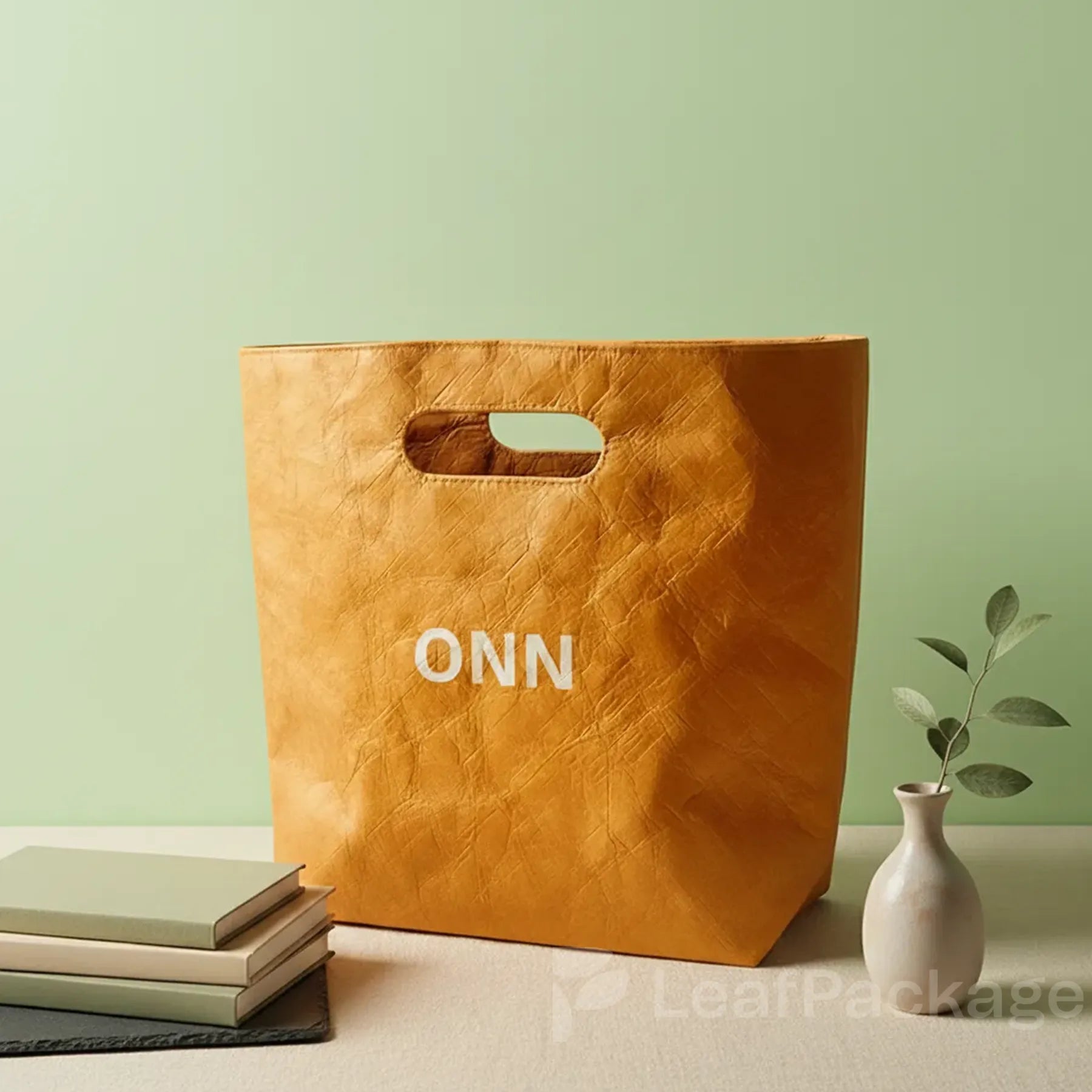 Washable and Durable Kraft Paper Die-cut Handle Tote Bag