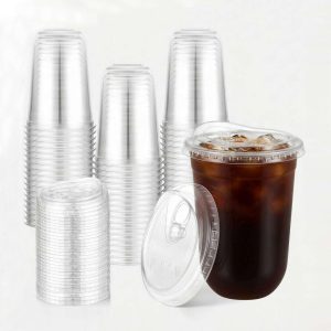 Bulk Clear PET U-Shaped Cups with Lids