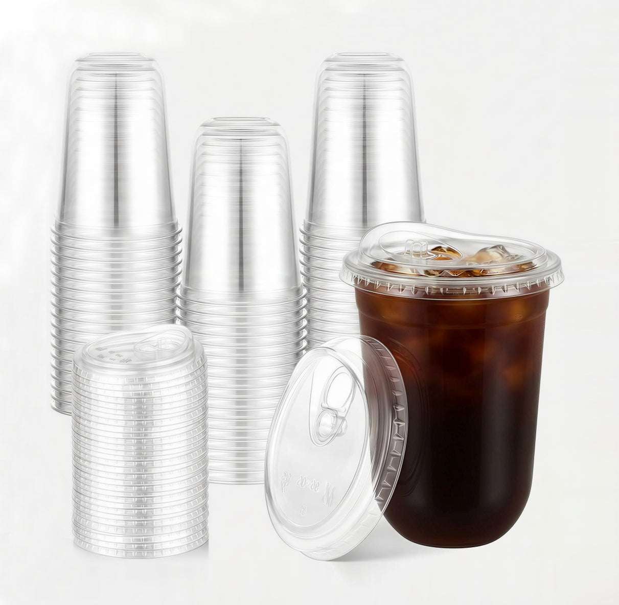 Bulk Clear PET U-Shaped Cups with Lids