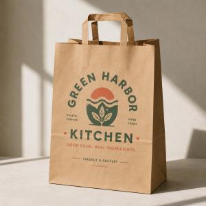 Flat Handle Kraft Takeout Bags