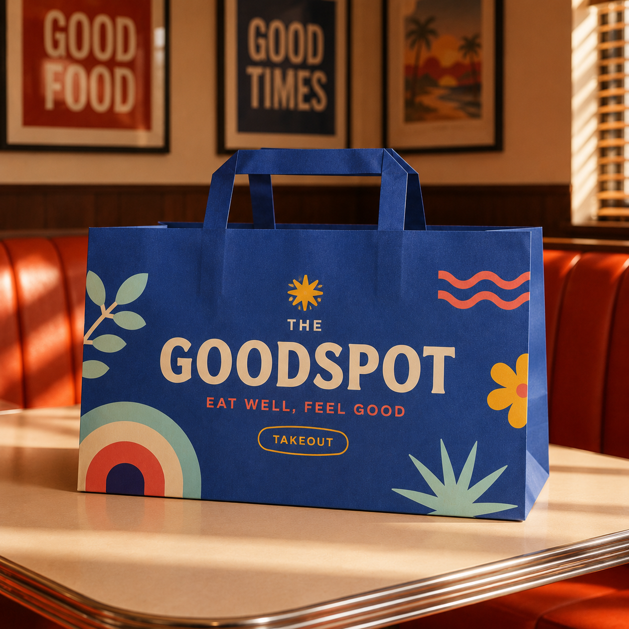 Flat Handle Kraft Takeout Bags