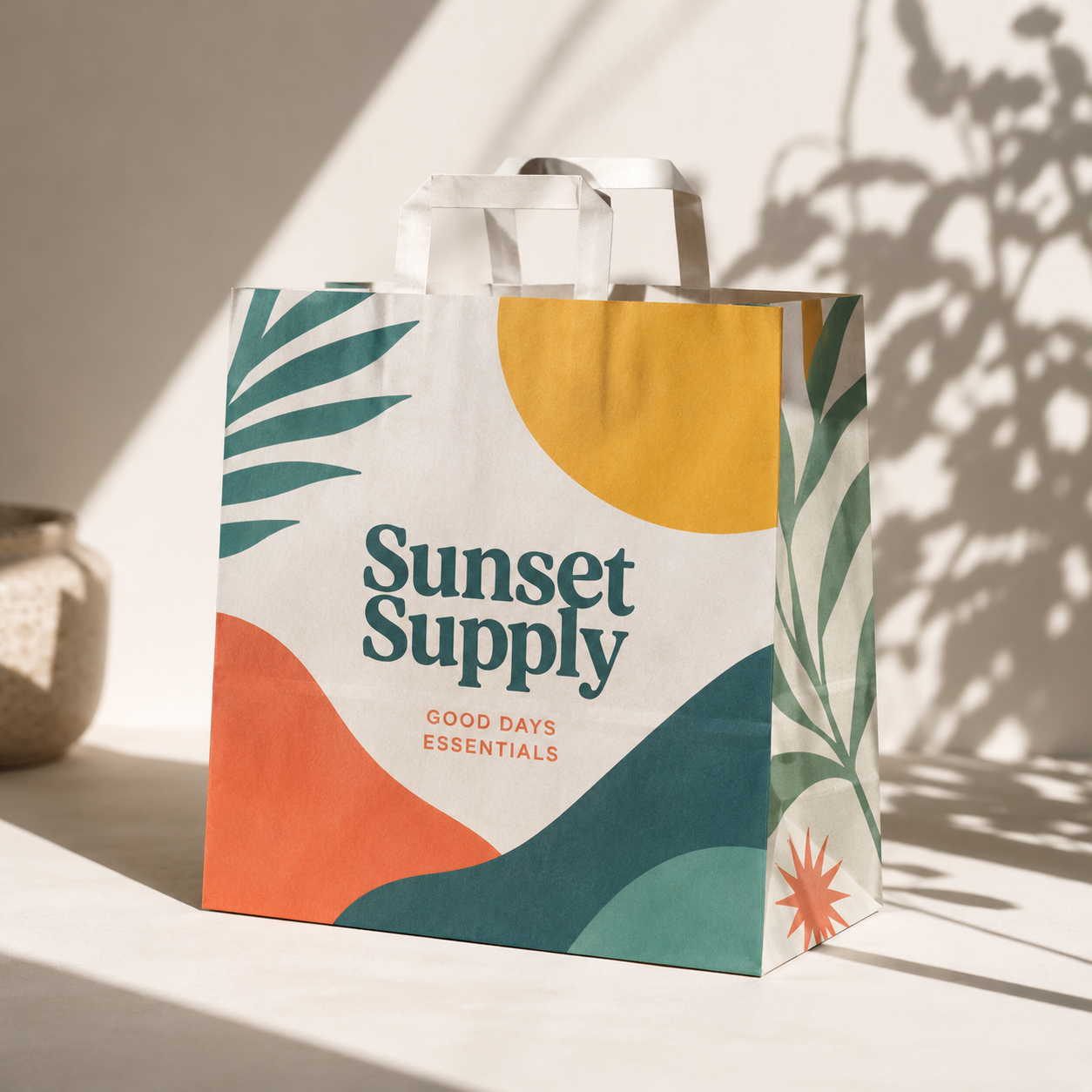Flat Handle Kraft Takeout Bags