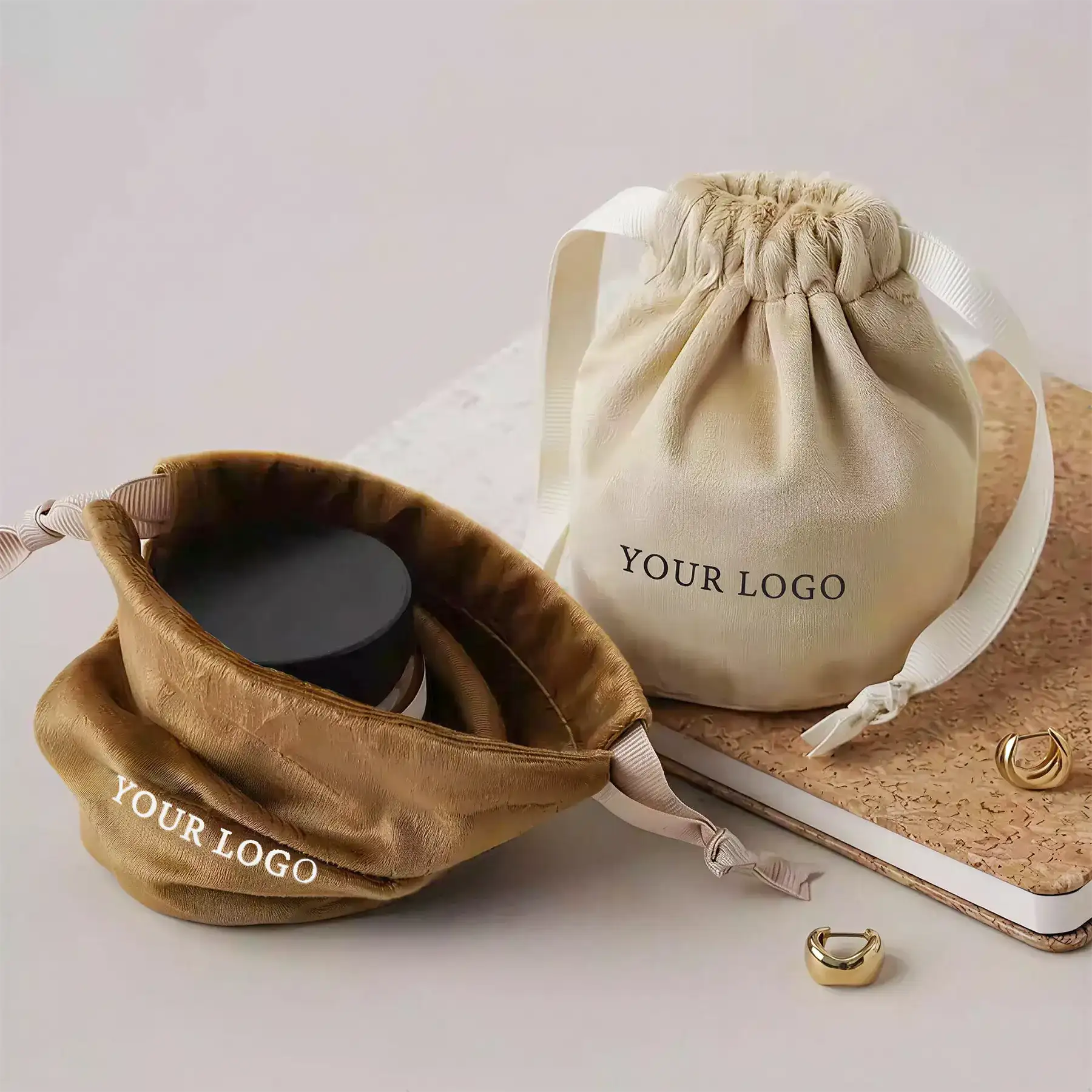Velvet Drawstring Bucket Bag