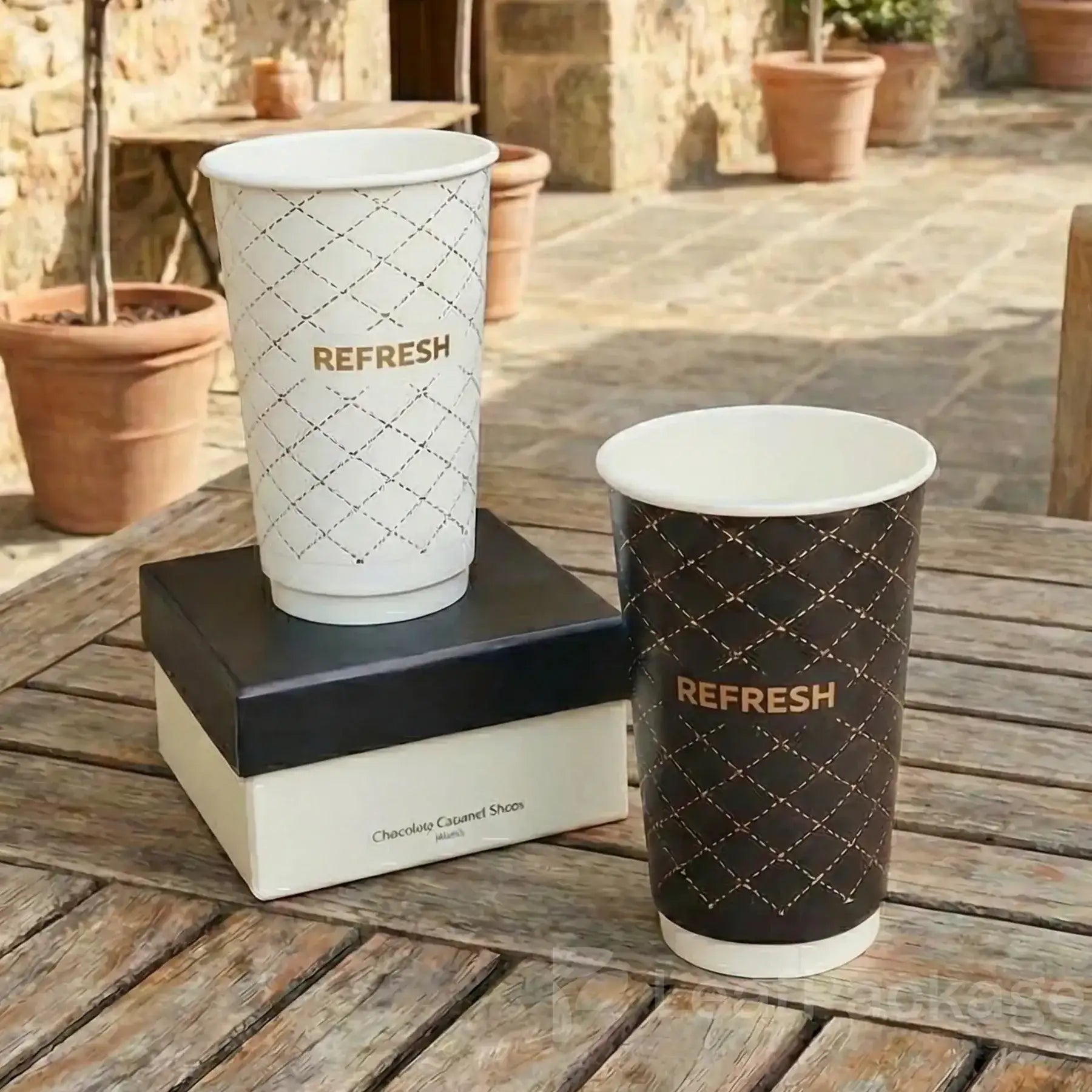 Diamond-Embossed Coffee Cup