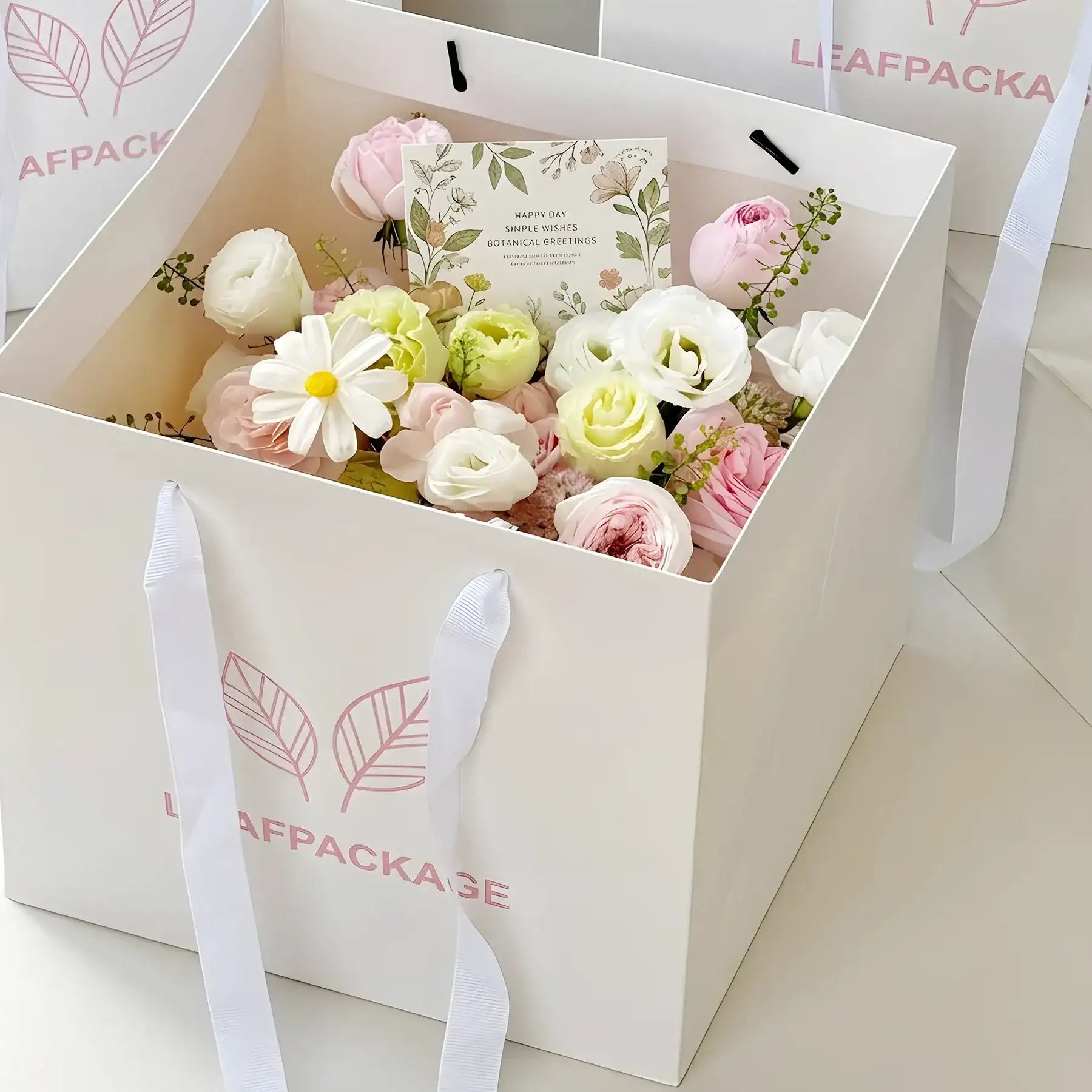 Flower Bouquet Tote Bags with Ribbon Handles