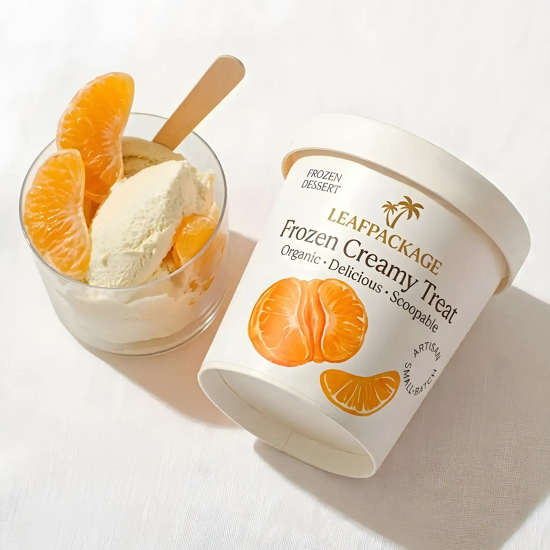 Printed Ice Cream Paper Cup with Paper Lids