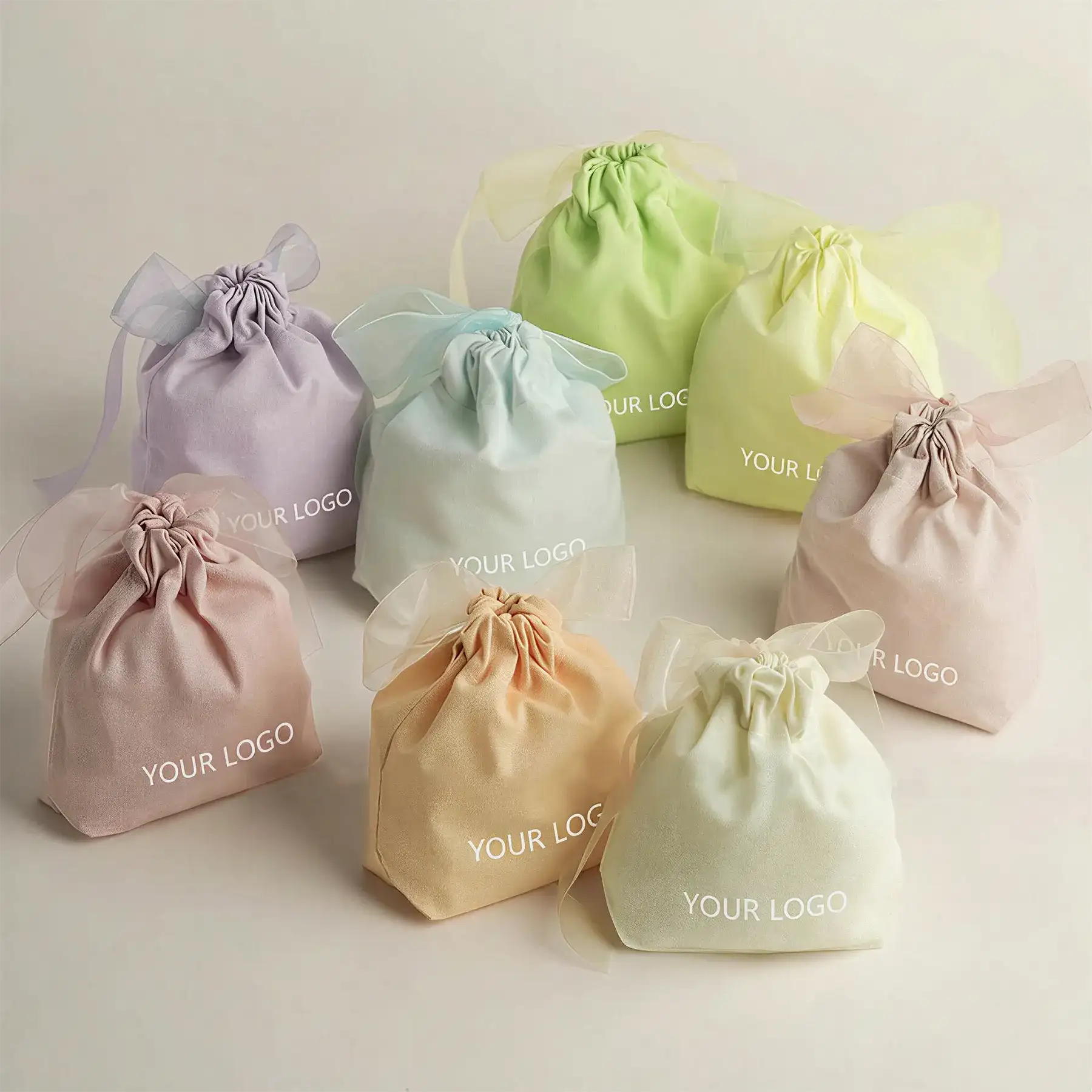 Colored Cotton Jewelry Pouch with Square Bottom