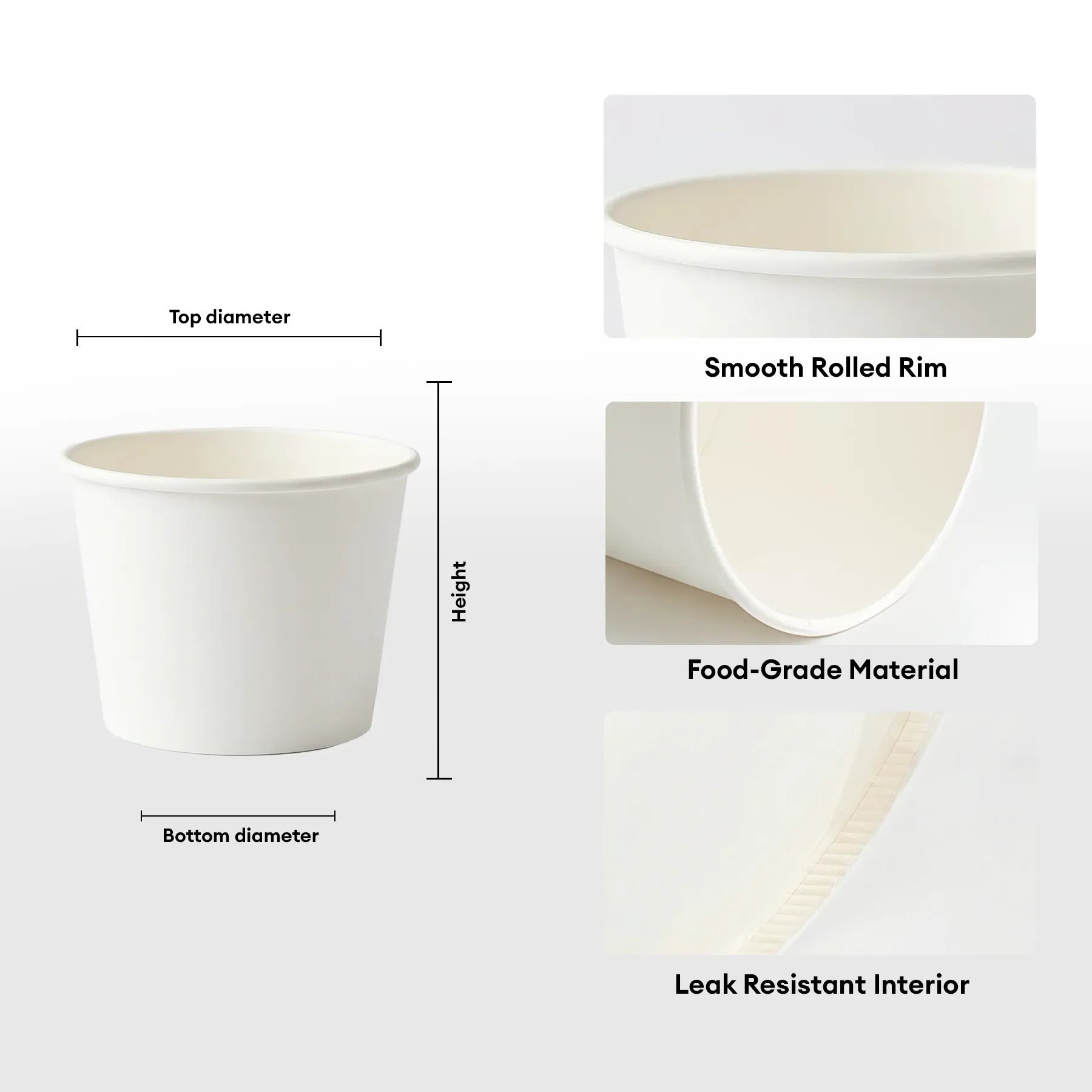 Plain White Recyclable Ice Cream Paper Cups