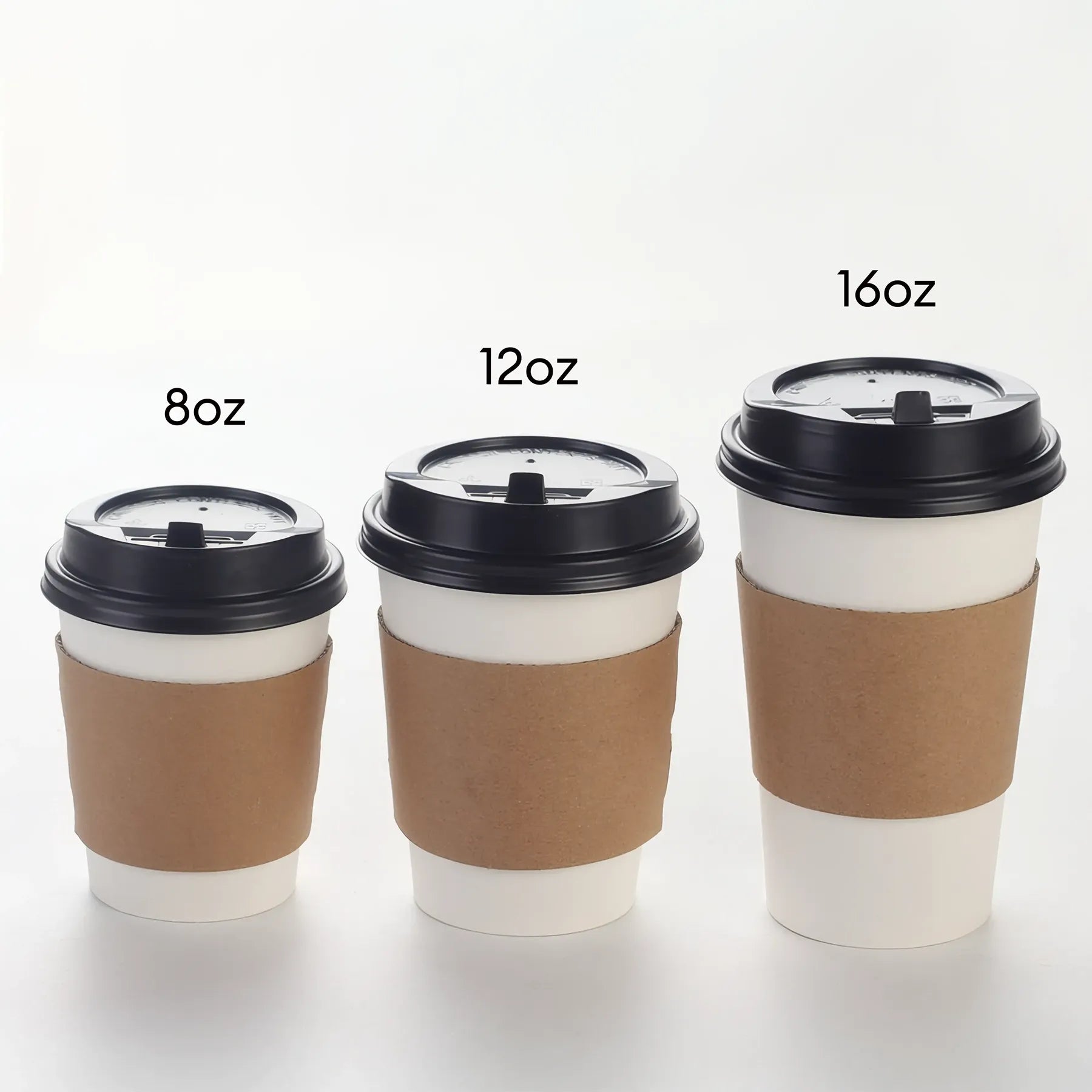 Bulk Single Wall Disposable Paper Cups with Sleeves and Lid