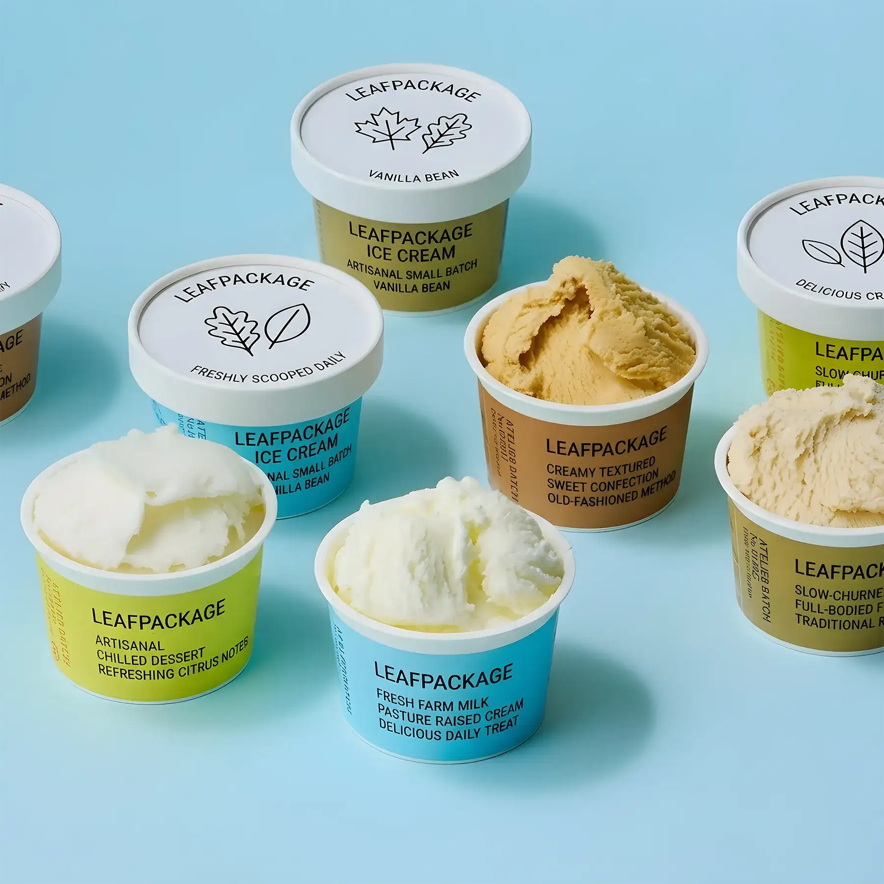Printed Ice Cream Paper Cup with Paper Lids