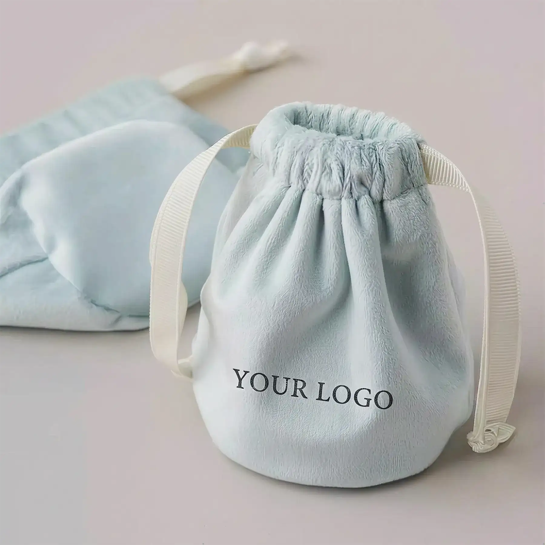 Velvet Drawstring Bucket Bag