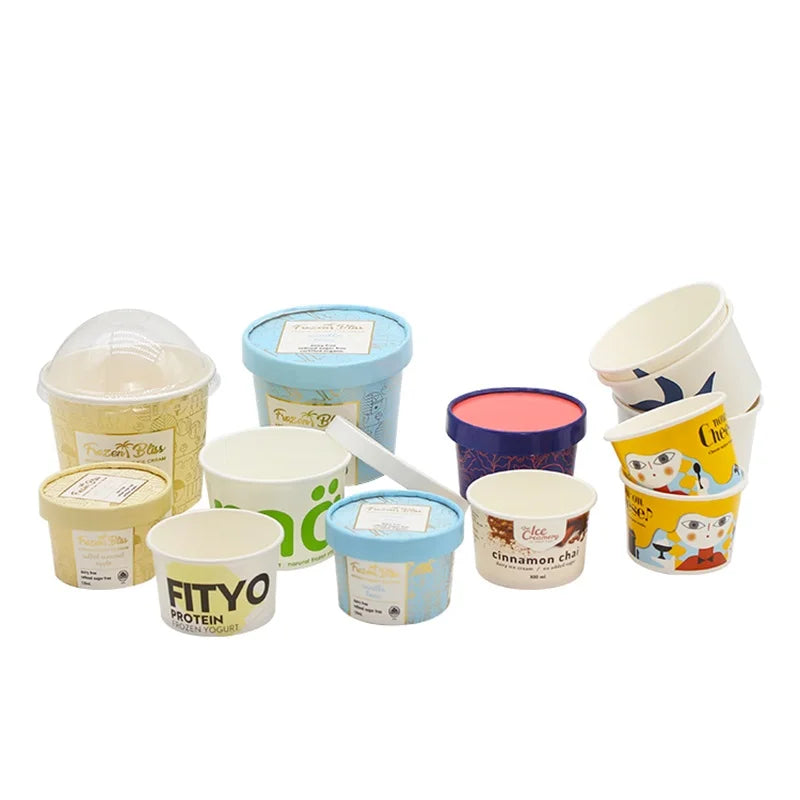 Printed Ice Cream Paper Cup with Paper Lids