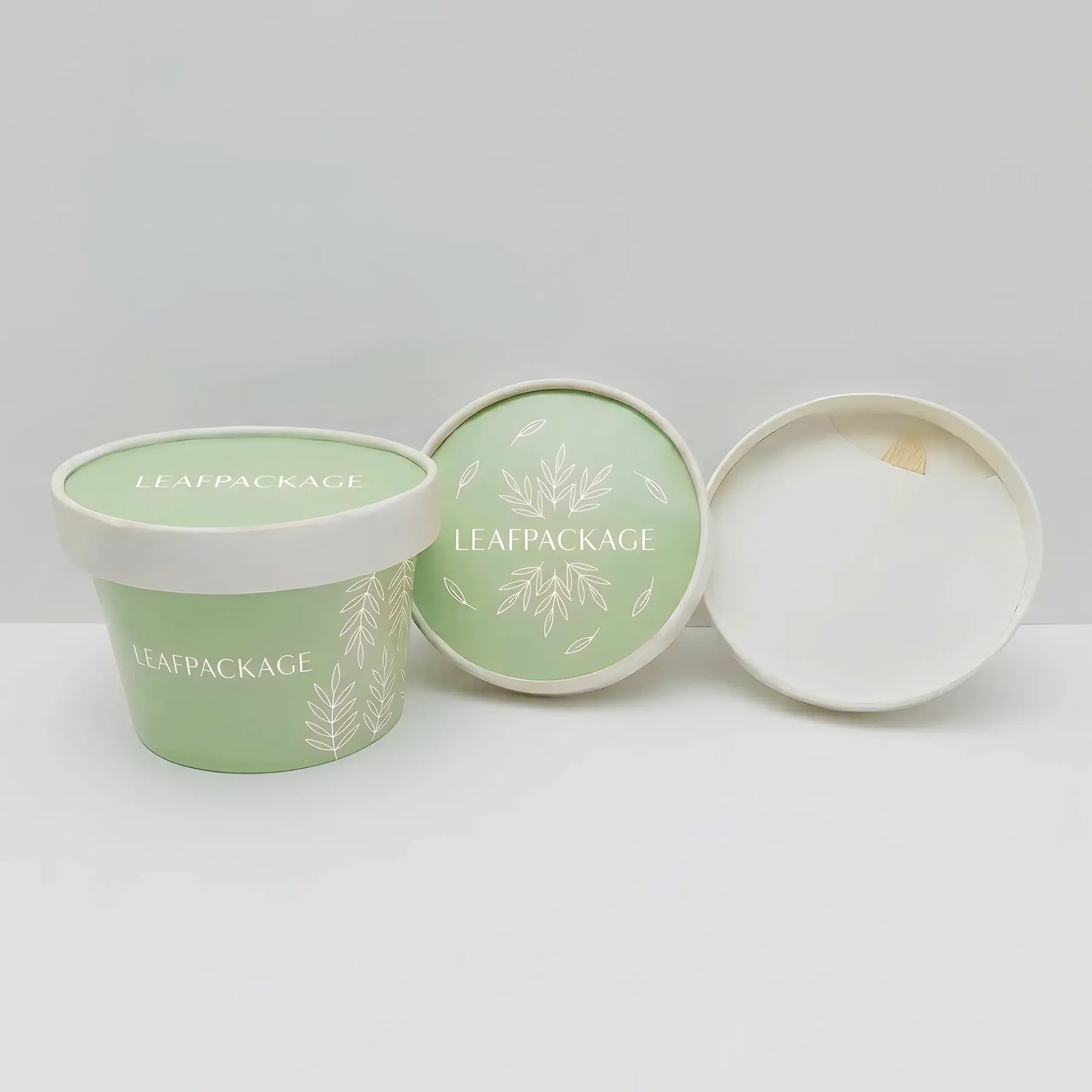 Logo Printed Disposable Ice Cream Cups with Wood Spoon