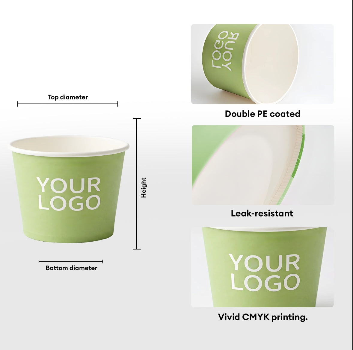Printed Ice Cream Paper Cup with Paper Lids
